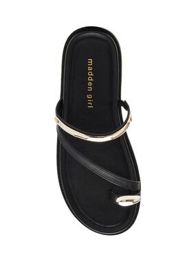 Madden Girl Black Slide Sandal with Gold Accents size 8.5